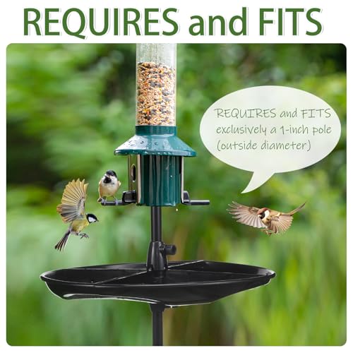 21'' Plastic Bird Seed Catcher Tray for 1'' Outdoor Pole Feeders, Removable Bird Seed Catcher Tray for Hummingbird Bee Feeders Outdoors, Backyard, Garden, Not Included Pole