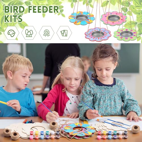 CroBlissful 12 Pack Bird Feeder Craft Kits for Kids DIY Your Own Bird Feeders with Paint and Paintbrushes Wooden Arts and Crafts for Kid Ornaments to Paint Feeders Craft for Garden (Cloud) - style: Cloud