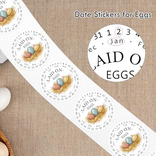Louise Maelys 2 Inch Eggs Stickers,500 Pcs Egg Carton Labels | Egg Date Stickers, Eggs Laid on Date Stickers Farm Fresh Egg Stickers for Farmer's Market,Business,Farm Stand Supplies - color: Color1