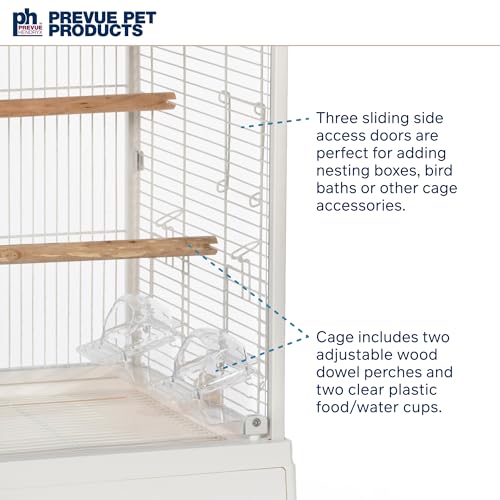Prevue Pet Products Clear View Glass Standing Bird Cage - White | Ideal for Small Birds like Parakeets, Budgies, Finches, Cockatiel, & Lovebirds, Stand-Alone Birdcage - size: 24.5"L x 16.5"W x 21.7"H