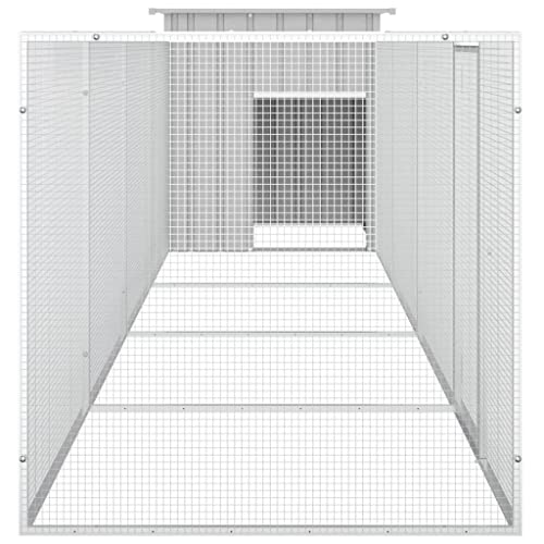 Chicken Cage Gray Galvanized Steel 196.9"x35.8"x39.4" Large Rectangular Outdoor Coop Run with Lockable Door Ventilated Poultry Habitat Supplies for Garden Backyard Use - color: Grey-B
