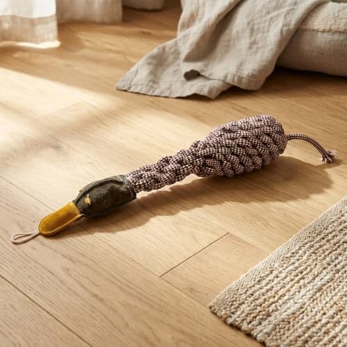 Crinkle Duck Rope and Chew Bird Dog Toy, Large Size, Brown | Rustling texture sparks playful tugging and gnawing sessions, feathered friend design pups carry and shake at home every day