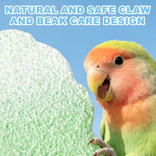 3pcsRainbow Cloud-Shaped Bird Perch Platform + Beak Conditioning Stone + Stainless Steel Feeder,Parrot Perch for Cage Volcanic Rock Mineral Bird Perch,for Parakeets,Cockatiels,Lovebirds（Green） - color: G