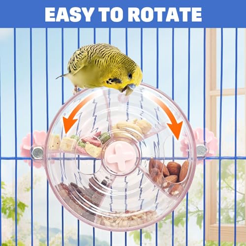 BNOSDM Bird Foraging Toy Creative Feeder Systems with Seed Food Rotating Wheel for Enrichment & Training Parrot Puzzle Toys Ideal for Small and Medium Cockatiel Parakeet Conure(Pink) - color: Pink
