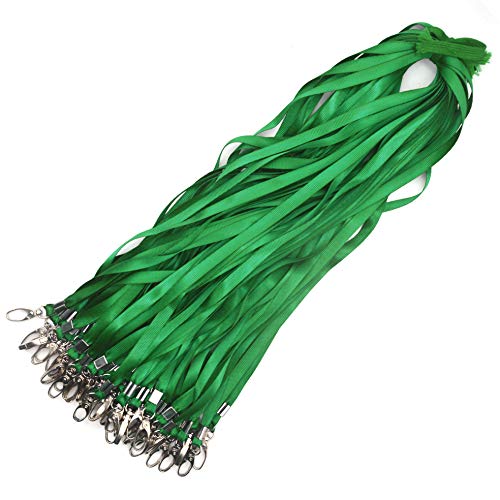 Lanyards 100Pcs Bulk Lanyard for Id Badges,Badge Lanyards Swivel Hooks Clips Great for Name Tags Badge - color: Green