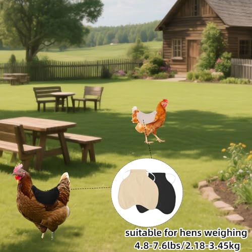 Chicken Saddle, 2 Pcs, Khaki & Black | Chicken Apron, Poultry Feather Protector, Soft & Comfortable, Anti-Pecking Protection Accessories for Hens