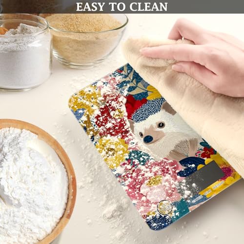 Food Scale Kitchen Scale Food Weight Scales Digital Weight Grams and Ounces Small Electronic Food Scale for Baking Cooking Garden Flowers Hedgehogs Colorful - color: Garden Flowers Hedgehogs Colorful