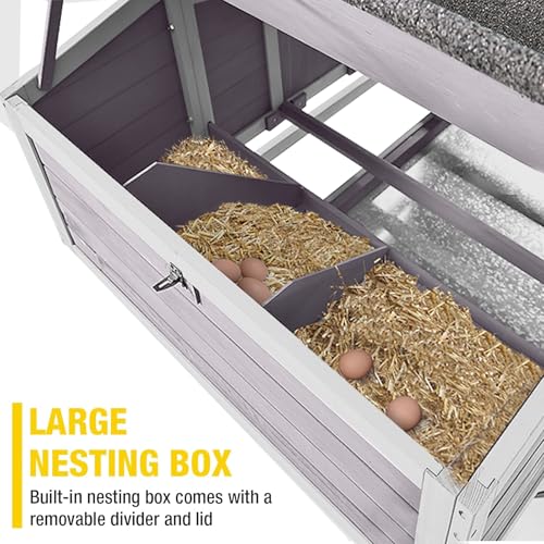 Aivituvin Chicken Coop Large 115" Wooden Chicken House with Run for 8-10 Chickens, Duck House Outdoor Poultry Cage with Nesting Box, Removable Tray, Waterproof Roof, Secure Hen House - size: 115.0"L x 54.0"W x 56.0"H