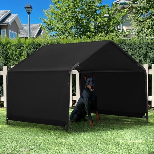 Dog Shade Shelter Outdoor 4'x4'x3' Tent for Large Medium Dogs, Outside Sun Rain Canopy Pet House for Cats Pigs Livestock with Waterproof Roof Ground Nails,Black | Outside Pet Canopy House for Livestock Pigs Cats with Waterproof Roof Ground Nails, Black -