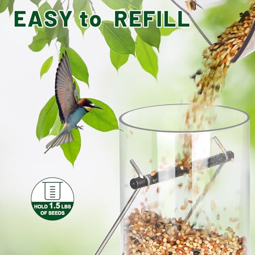 Tube Bird Feeder 2 Pack, 15 Inch Plastic Hanging Bird Feeder | 6 Feeding Ports with Perches, Weather-Resistant Design, Easy Seed Refill & Cleaning, Ideal for Finches, Chickadees & Sparrows
