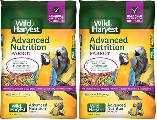 Wild Harvest Advanced Nutrition Parrot 8 Pounds, Seed, Grain and Vegetable Mix (Pack of 2) - size: 8 Pound (Pack of 2)