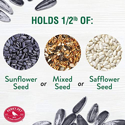Perky-Pet Clear Outdoor Window Bird Feeder with Strong Suction Cups – 1/2 Lb Seed Capacity - Perky Pet 345 - Entertaining Bird Feeding - Watch Birds Eat Seeds - size: .5 LB Capacity