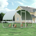 4ever2buy Metal Chicken Coop, 9.8x6.5 FT Walk-in Chicken Run Pen Poultry Cage, Water-Resistant & Anti-UV Cover, Large Chicken Coop for 6-8 Chickens - size: 77.4"L x 114.0"W x 76.0"H