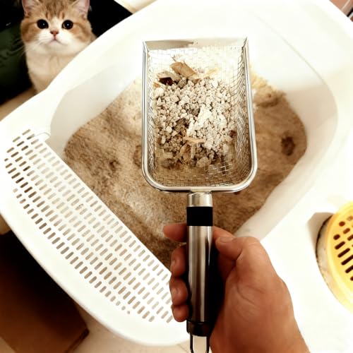 Chicken Poop Scooper, 2pcs Lightweight Sturdy Metal Scoop & Rake with 3.8mm/5mm Mesh for Small Coops, Easy Sifting Sand & Waste, Essential Backyard Poultry Cleaning Supplies