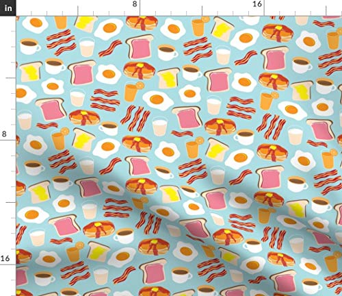 Spoonflower Fabric Breakfast Fun Scale Cute on Petal Signature Cotton | Fat Quarter | Egg Food Eggs Milk Pancakes | Use for Sewing Quilting Apparel Home Decor - size: Fat Quarter