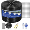 Critter Guard for Solar Panels, 10 in x 100 ft Solar Panel Bird Guard Mesh | 1/2 in PVC-coated solar mesh kit with 120 fasteners, scissors and gloves, black pigeon guard for solar panels - size: 1/2inch x 10in X 100ft