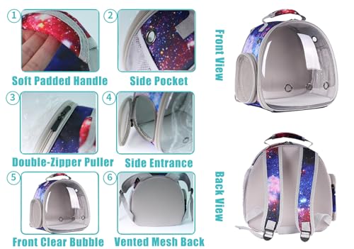 Guinea Pig Carrier Backpack, Bearded Dragon Backpack, Reptile Lizard Clear Space Capsule Bubble Astronaut Window Backpack Carrier for Bunny Hedgehog Rabbit Hamster (Galaxy Blue) - color: Galaxy Blue