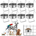 8 Pcs Stainless Steel Hanging Pet Bowl, 10 oz Kennel Food and Water Dish Feeder Coop Cup with Hook for Dog Crate, Cat, Rabbit Birds Chicken Cage No Spill