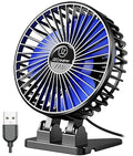 JZCreater USB Desk Fan, Mini Portable Fans, 3 Speeds Desktop Table Cooling Fan, Plug in Power, Rotation Strong Wind, Quiet Personal Small for Home Office Travel Bedroom, Black Blue - color: Black Blue
