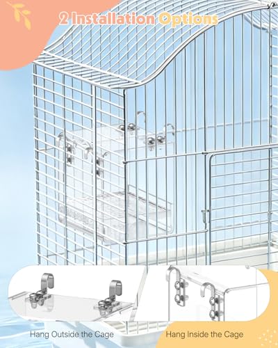 Pawfly Clear Hanging Acrylic Bird Bath for Cage, 5"×4.4"×5.1" Bird Shower Bathtub Box for Parrot, Parakeet, Cockatiel, Budgie, Canary, Lovebird & Finch