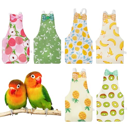 6 Pcs Bird Diapers, Parrot Diaper Reusable with Waterproof Lining | Washable for Cockatiel Budgie Lovebird Parakeet Canary, 4.72x2.64 Inches (Colorful)
