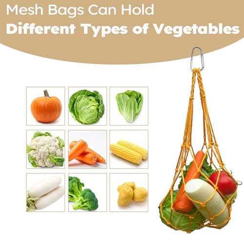 Chicken Vegetable Hanging Feeder 2PCS, Reusable String Bag Net Hanging Feeder for Chickens Ducks Coops Toy, Enrichment Toys, Treat Holder, No Waste Poultry Accessory(Yellow) - color: Yellow