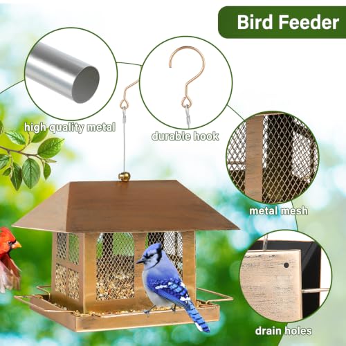 Bird Feeders 3.5LBS for Outdoors Hanging | fit for House Finches, American Goldfinches, Black-capped Chickadees, House Sparrows, Pine Siskins, Chipping Sparrows so on - size: 3.5LBS