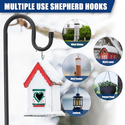 Bird Feeder Pole, 108" Shepherds Hooks for Outdoor with Anchor Base for Hanging Plants, 4/5 Inch Diameter Metal Shepherd Hook Hanger Stick for Hanging Bird Feeders, Wind Chimes