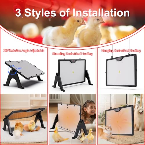 Upgraded Chick Heating Plate with Adjustable Height & Angle, Thermostatic Control Chick Warmer Pad for Enclosed Indoor Space – Ideal for Chicks, Ducklings, Quail, and Birds