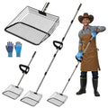 Large Chicken Poop Scooper Chicken Scooper for Poop with 37" to 75" Adjustable Stainless Steel Handle Gloves Litter Sand Sifting Shovel Cleaning Tool for Chicken Coop Goat Stall Stable - color: 10inch