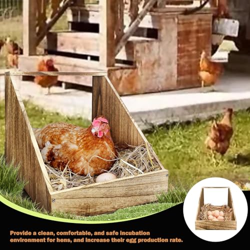 Wooden Single Compartment Chicken Nesting Box for Outdoor Coop - Comfortable Laying Box for Hens, Ducks and Poultry with Easy-Clean Design and Ventilated Egg Laying Space for Backyard Chickens