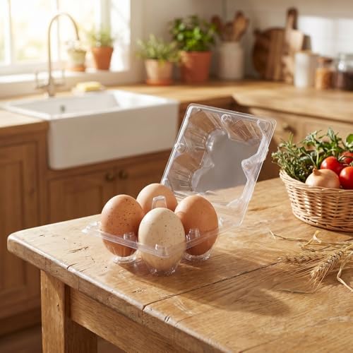 DOITOOL 30 Pcs Clear Egg Carrier Portable Egg Storage Box for 4 Eggs Transparent Tray Packaging Box for Refrigerator Cabinet Camping Picnic Travel