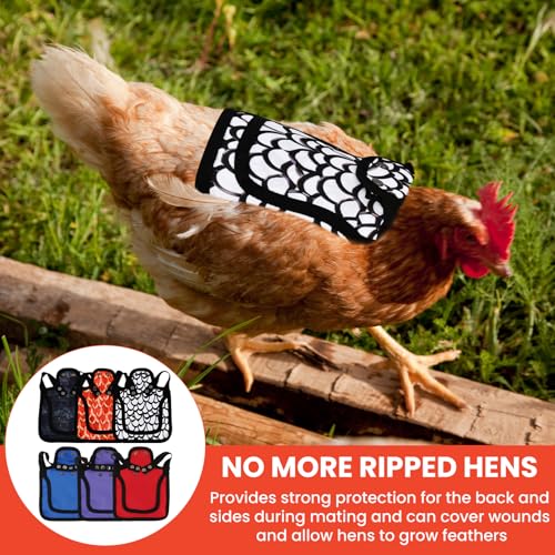 6 Pack Chicken Saddle for Hens, Hen Back Protector Aprons with Adjustable Tie Straps, Chicken Vest for Rooster Mating Shield & Feather Coverage, Includes Laundry Bag