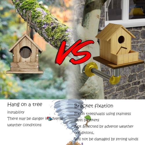 Bird House Bracket, Heavy-Duty Outdoor Windproof Anti-Swing Fall-Proof Holder for Bird Houses, Nesting Boxes, Feeders, Mountable on Tree Trunks, Eaves, Walls, Attractive Scenic Design (Patented) - size: 1pc