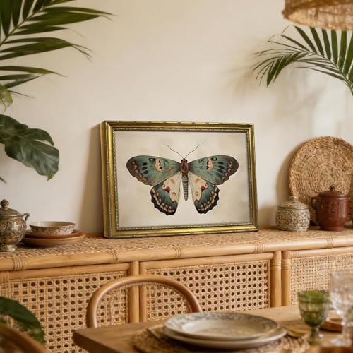 DR.RiftArt Vintage Moody Butterfly Wall Art Moth Decor Painting | Gold Framed Antique Canvas Butterfly Print Insect Picture Artwork Rustic Farmhouse Style for Living Room Bedroom 16x24 inch - color: Butterfly, size: 24"L x 16"W