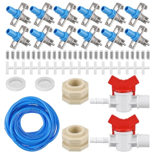 16 Set Automatic Rabbit Watering System Kit,ID 5/16" Hose 16 PCS Nipple Drinkers,Barb Fittings to G1/2" Thread Connectors, Bunny Rabbit Waterer Kit T-Fittings Springs,Gaskets,Bucket Connector