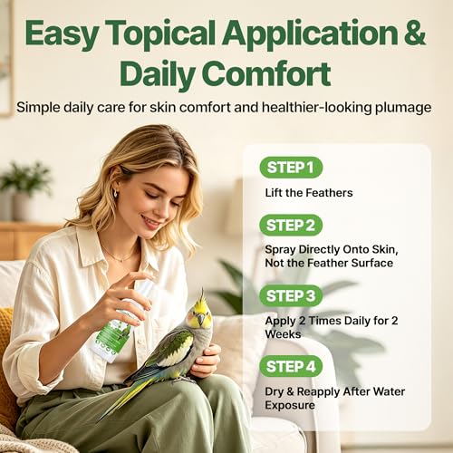 Avian Care Topical Spray for All Birds, Aloe Vera Bird Spray for Dry Itchy Skin, Molting and Feather Stress Support, Gentle Topical Care for Skin Comfort and Healthier Looking Plumage, Daily Use