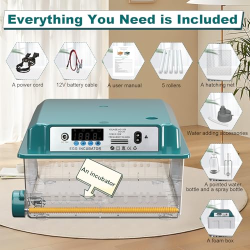 16 Eggs Incubators for Hatching Eggs, Egg Incubator with Automatic Egg Turning and Temperature Control, Chicken Egg Incubators with Egg Candler for Duck Goose Pigeon Quail - size: 16 Egg