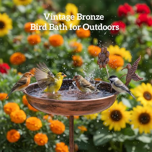Metal Bird Bath for Outside, Freestanding Bronze Bird Baths for Outdoors | Metal Bird Bath for Outside,Freestanding Purple & Bronze Birdbath Bowl for Outdoors Garden Patio Yard Decor, Easy to Install - color: Bronze-9.8"