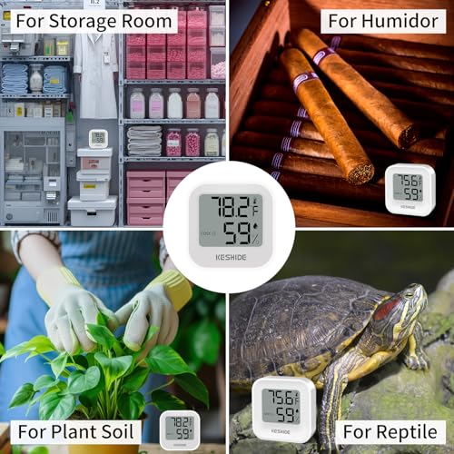 Digital Hygrometer Thermometer for Room Temperature Humidity Meter Indoor Thermometer Accuracy Calibration LCD Temperature Sensor, Bedroom, Baby Room, Office, Greenhouse, Cellar - color: White