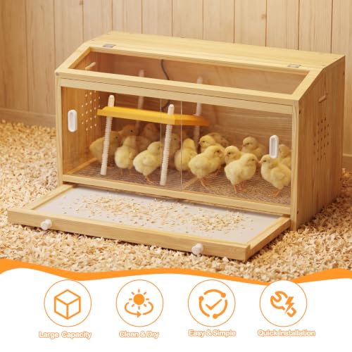 Wooden Chicken Brooder Box with Heating Plate Brooder Heater for Chick Brooder Indoor 32x16x18'' Accommodates Up to 15 Chicks Ideal for Chickens Ducks Quails Hamsters Lizards - size: 31.5 x15.7 x18''