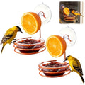 2 Set Window Oriole Feeders for Outdoors, 6 oz | Hanging Metal Oriole Bird Feeder for Jelly and Oranges with Fruit Holder & Strong Suction Cup for Window, Garden, Patio