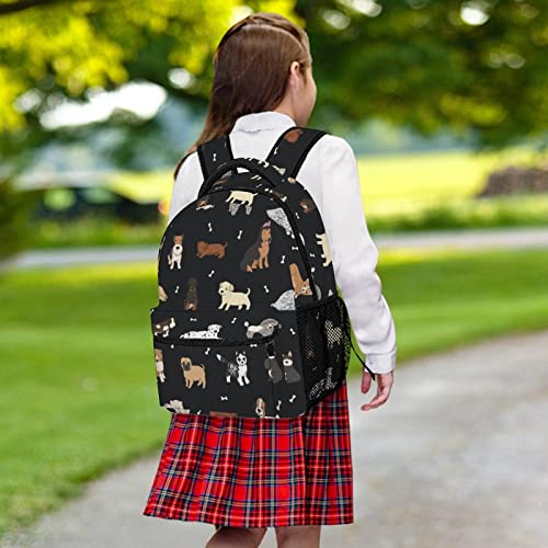 Fiokroo Puppy Dogs Cute Animals Backpack School Bag For Students Teens Men Women Laptop Backpacks Travel Daypack With Multiple Pockets Cute Dogs（black） - color: Cute Dogs（black）