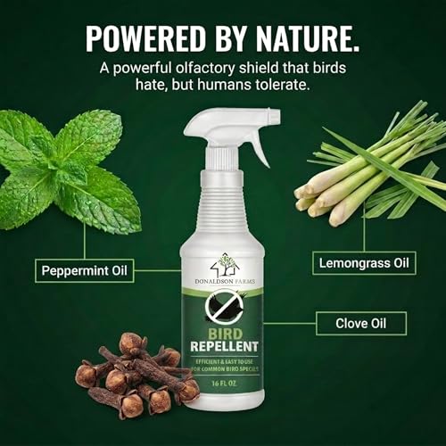 Bird Repellent Spray, Outdoor Formula for Roofs & Home,16oz | Keep Birds Away – Pigeon, Woodpecker, Sparrow, Duck & Goose Deterrent, Efficient Bird Spray for Yards, Patios, Balconies