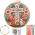 FONNUY Easter Rabbit Floral Cross Embroidery Kit, Easter Egg Happy Rabbits Bunny Stamped Pattern Kits for Audlt Beginners, Hand Works Crafts, 8 x 8'' (Happy Bunny 03) - color: Happy Bunny 03