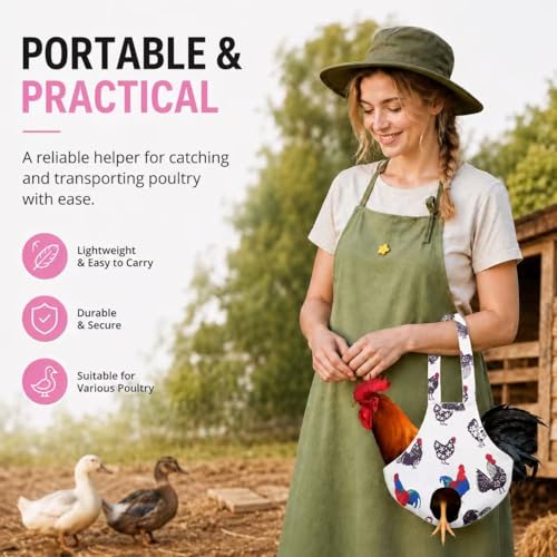 DZXZY Chicken Holder Bags Hen Sling Carry Bag Chicken Carrier with Handle Chicken Supplies Chicken Medic Bag Catching Hand Bag (White) - color: White