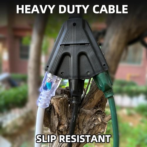 YOJOE 3-Outlet Indoor/Outdoor Extension Cord Multiple Outlets, 16 Gauge Heavy Duty 8 ft Black, 13A SJTW Weatherproof Power Cord with 3 Prong Grounded Plug, UL Certified - color: Black, size: 8 Foot, style: Standard