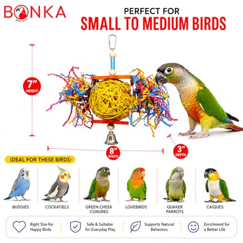 Bonka Bird Toys 1839 Foraging Star 7" High by 8" Wide, Medium Parrot Chew Shred Forage Cage Toy, Conure, Pionus, Quaker, and Similar Birds - size: Single