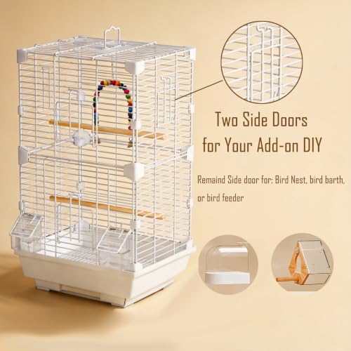 Basic Bird Cage, 24.8inch Parrot Cage (24.8" x 14.6" x 11"),Bird Cage with Ladder, Horizontal Bar, 2 Feeders, and Swing