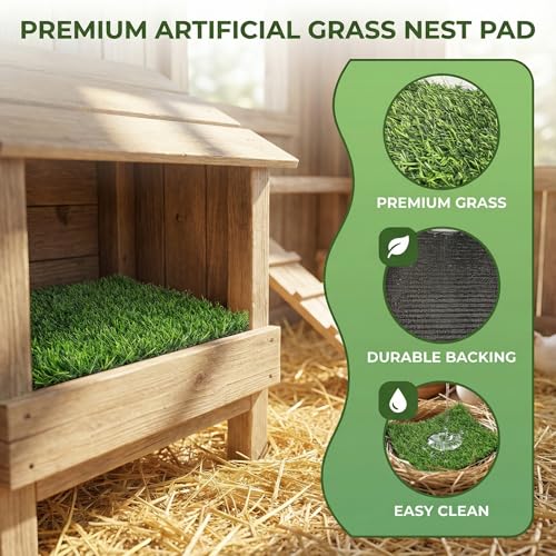 14 Pcs Chicken Nesting Pads, 12 x 12 Inch Washable Nest Box Bedding | Artificial Grass Nesting Mats For Chicken Coops, Nest Boxes, Egg Laying Areas, Reusable, Washable And Easy To Clean